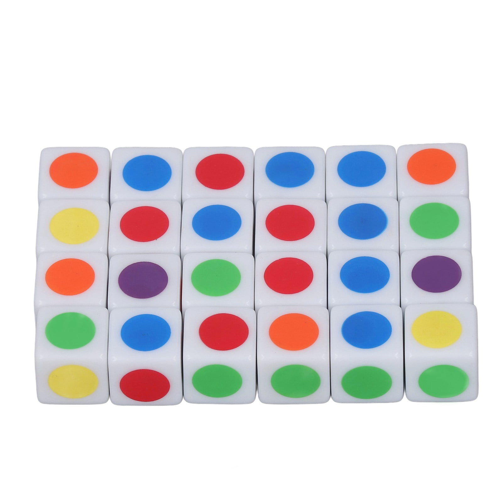 Six Sided Dice 16mm Color Dot Dice Easy Use Wear Teaching Primary Colors 24pcs Rounded Corners