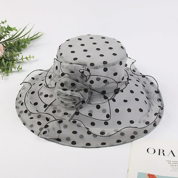 TRUBKH derby hats for women Sun Hat for Ladies church hats spring hats for women Dressy Hats womens dress hats fancy hats church hats Organza Derby Hats for Women Packable Wide Brim Hats Gray M