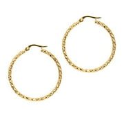 10K Yellow Gold Diamond Cut Round Hoop Earrings - 1.5x30mm, 1.7gr.