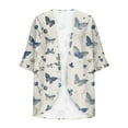 thumbnail image 4 of FAFWYP Women's Floral Print Boho Chiffon Cardigan 3/4 Sleeve Open Front Lightweight Draped Kimono Cardigan Summer Beach Cover Up Casual Blouse Tops, 4 of 5