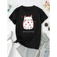 thumbnail image 2 of Camisetas de manga corta para mujer, diseño gráficoCozy Comfort | Women's "Meowentine" Heart Cat Graphic T-Shirt - Casual Round Neck, Short Sleeve, Comfortable Polyester Blend, Perfect for SummerFat, 2 of 7