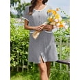 thumbnail image 3 of Avidlove Nightgowns for Women Button Down Bamboo Viscose Nightshirts Short Sleeve Sleepshirt Crew Neck House Dress with Pockets Sleepwear, 3 of 7