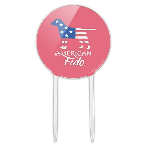 Acrylic American Fido Dog American Flag Cake Topper Party Decoration for Wedding Anniversary Birthday Graduation