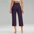 thumbnail image 5 of Nooxsoe Womens Summer Casual Yoga Capri Trousers High Waist Drawstring Elastic Waist Straight Leg Side Patch Pockets Loose Fit Breathable Fabric Gym Lounge Office Everyday Bottoms Purple XXL, 5 of 9