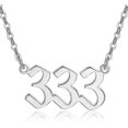 thumbnail image 1 of Htooo Collar con número de ángel de acero inoxidable chapado en oro y plata de 18 quilates 111 222 333 444 555 666 777 888 999 Joyería de numerología para mujeres y niñas, 1 of 5