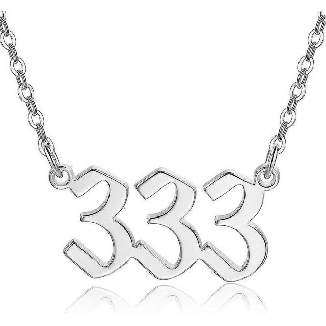 Htooo Collar con número de ángel de acero inoxidable chapado en oro y plata de 18 quilates 111 222 333 444 555 666 777 888 999 Joyería de numerología para mujeres y niñas