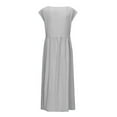 thumbnail image 4 of JUNWELL Caftan Ample Robe Longue pour Femmes Grande Taille Robe en Lin Été Décontractée Sans Manches Col Ras du Cou Poches Robe Maxi, 4 of 4