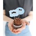 thumbnail image 3 of Inkdotpot Little Man Gender Reveal Baby Shower Party Collection, Pre-Assembled Double Sided Cupcake Topper Food Picks DIY Party Favors Kit, Pack of 30 -a, 3 of 6