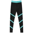 thumbnail image 4 of IEFIEL Girls Stripes Sports Pants Juniors Skating Cycling Pants Contrast Color Leggings Green 10, 4 of 7