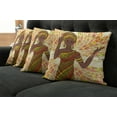 thumbnail image 5 of Ambesonne African Throw Pillow Cover 4 Pack, Dancing Woman Hand Drawing, 20", Green Red Yellow, 5 of 5
