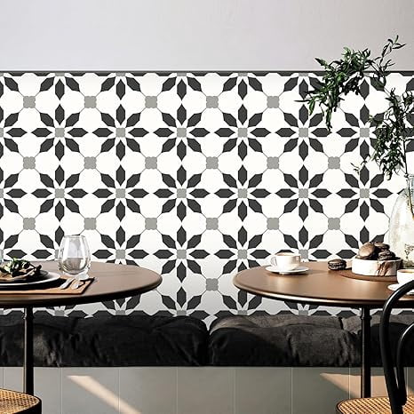 MORCART 7.87" x 7.87" Peel and Stick Floor Tile, 20 PCS Self-Adhesive DIY Vinyl Flooring for Renters, Removable and Waterproof Tile Sticker for Bathroom, Kitchen, Staircase (Black)