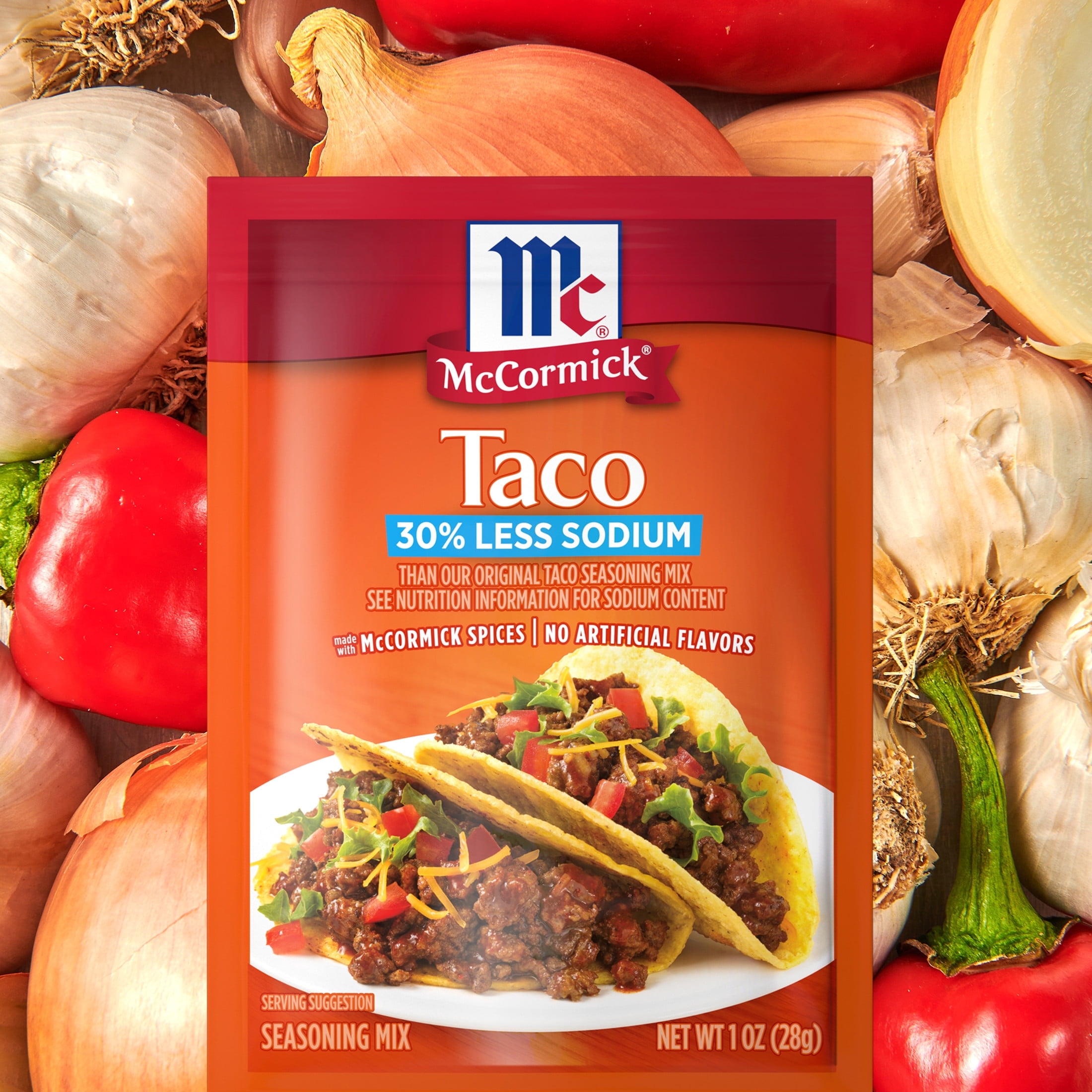 (12 pack) McCormick 30% Less Sodium Taco Seasoning Mix, 1.0 oz Packet
