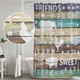 thumbnail image 5 of Teal Brown Wooden Shower Curtain, Waterproof Shower Curtains for Bathroom, Vintage Elegant Pastoral Animals Retro Art Washable Fabric Bathtub Curtain Set Bath Decor with 12 Hooks Long 72"x84", 5 of 8