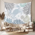 thumbnail image 2 of Blue Beige Crab Coastal Large Tapestry for Bedroom Wall Hanging Tapestry, Summer Coral Nautical Ceiling Backdrop Tapestries Poster Blanket Wall Decor for Teens Room Living Room Dorm 85" x 90", 2 of 8
