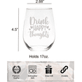 thumbnail image 3 of C&M Personal Gifts 17. Drink Happy Thoughts Funny Gifts Stemless Wine Glass, 3 of 5