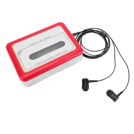BIMZUC Portable Cassette Tape Player & MP3 Digital Converter with Built-In Speaker, USB Interface, and 3.5mm Headphone Jack - U Disk and SD Card Supported, Red (4.5in/11.4cm)