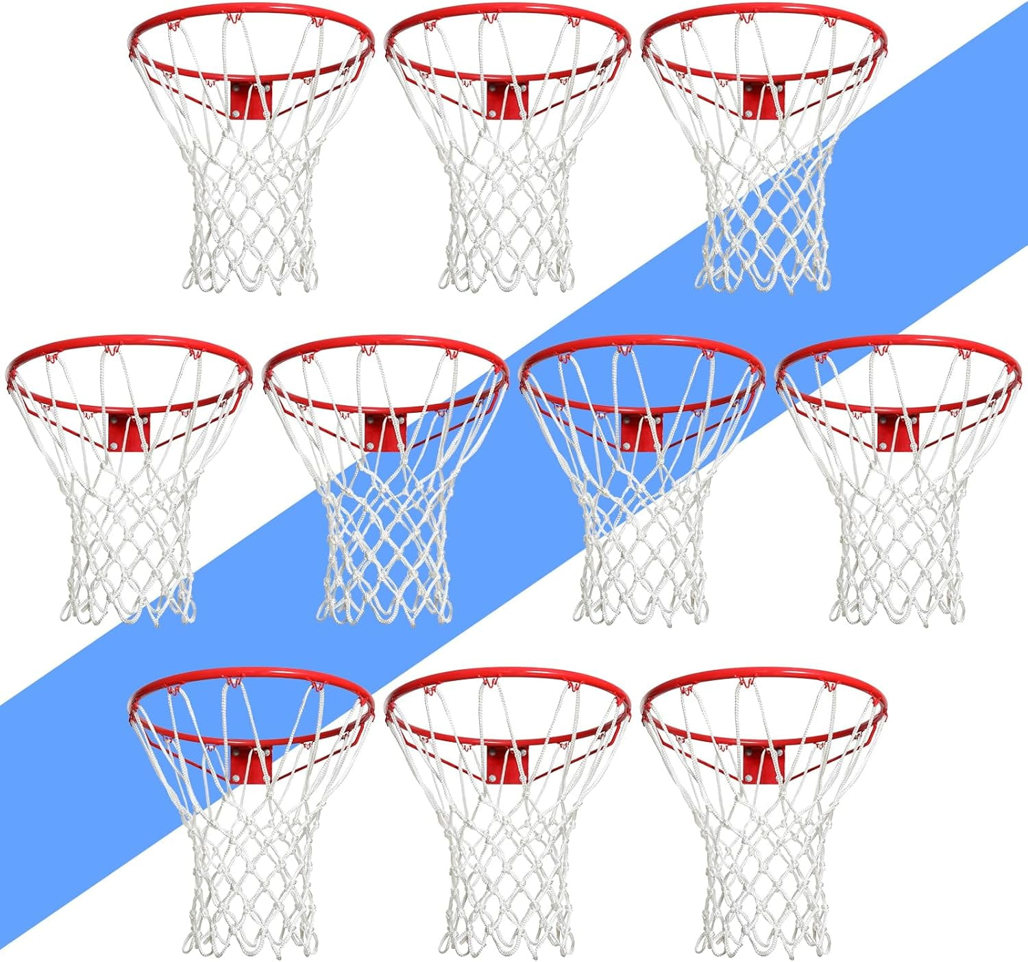 Professional Heavy Duty Basketball Net Replacement, 7.16 oz, 12 Loops, All Weather Anti-Whip, for Outdoor Standard Basketball Hoops