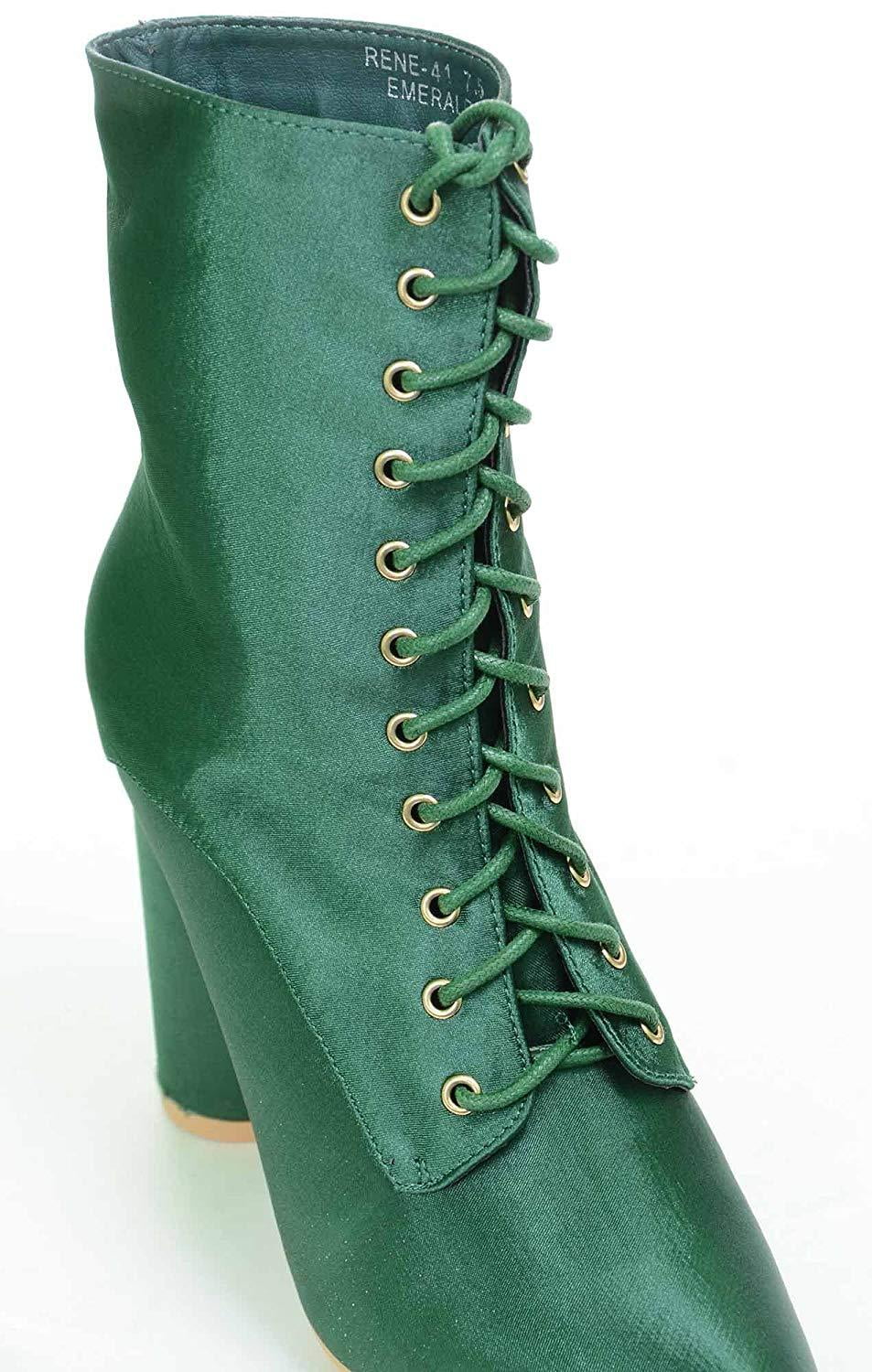 green lace up boots