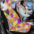 thumbnail image 2 of Uorisanigo High Back Bucket Seat Covers Universal Hippie Retro Flowers Car Seat Cover for Front Only Coral Velvet Fabric Seats Covers Fits Most Cars, SUVs, Trucks, and Vans, 2PCS, 2 of 7