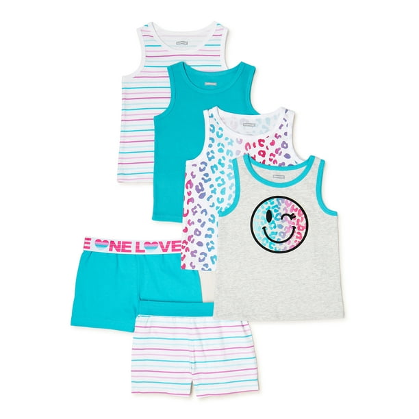 Garanimals Baby Girl & Toddler Girl Tank Top and Shorts Multipack, 6