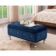thumbnail image 2 of Pilaster Designs Jane 18" Transitional Velvet Storage Bench in Blue, 2 of 5