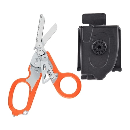 Rescue Emergency Multitool Shears with Folding Scissors 6 in 1 First Aid Glass Breaker with Strap Cutter Scissors Sheath