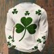 thumbnail image 5 of Ceisia Men's St. Patrick's Day Large Clover Print Waffle Knit Long Sleeve Crew Neck Casual Top Beige M Gifts, 5 of 7