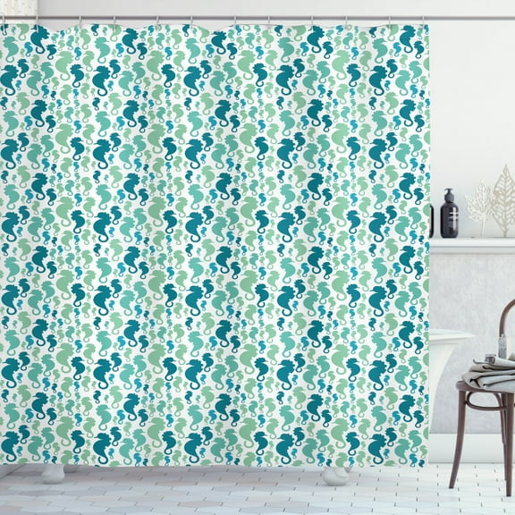 Ambesonne Seahorse Shower Curtain, Silhouette Sea Horse, 69"Wx84"L, Sea Green Seafoam