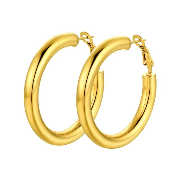 PROSTEEL Pendiente de aro para mujer Pendientes de oro para niñas lindas Pendientes de fiesta de acero inoxidable Regalo de Navidad para hija, 40 mm