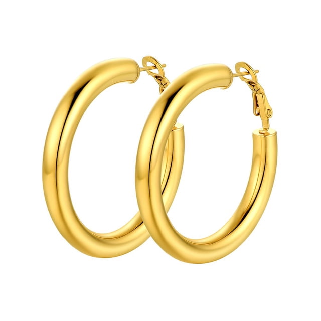 PROSTEEL Pendiente de aro para mujer Pendientes de oro para niñas lindas Pendientes de fiesta de acero inoxidable Regalo de Navidad para hija, 40 mm