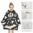 thumbnail image 6 of Spooky Halloween Icons Pattern Blanket Hoodies for Kids 6-13YR Oversize Wearable Blanket Hoodies for Boys Girls Teens, 6 of 7