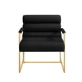 thumbnail image 3 of Inspired Home AC195-10BK-UE Makynlee Upholstered Stainless Steel Accent Chair, Black & Gold, 3 of 17