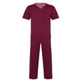 thumbnail image 2 of iiniim Men Women Scrubs Uniform Office Cosplay Costume Comfy Formal Set Nurse Work Suit Size S-3XL Wine_Red Small, 2 of 7