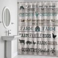 thumbnail image 5 of Farmhouse Shower Curtain for Bathroom Decor, Green Black Barn Cow Pig Chicken Brown Wood Grain Waterproof Fabric Shower Curtain, 72"x84" Set with 12 Hooks, 5 of 9