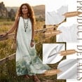 thumbnail image 7 of FOR U DESIGNS Green Tree Floral Ink Print Couple Shirts and Dress Matching Outfit Linen-Style Flowy Womens Sleeveless Sundress with Pocket Casual Mens Buttons Shirt, 7 of 7