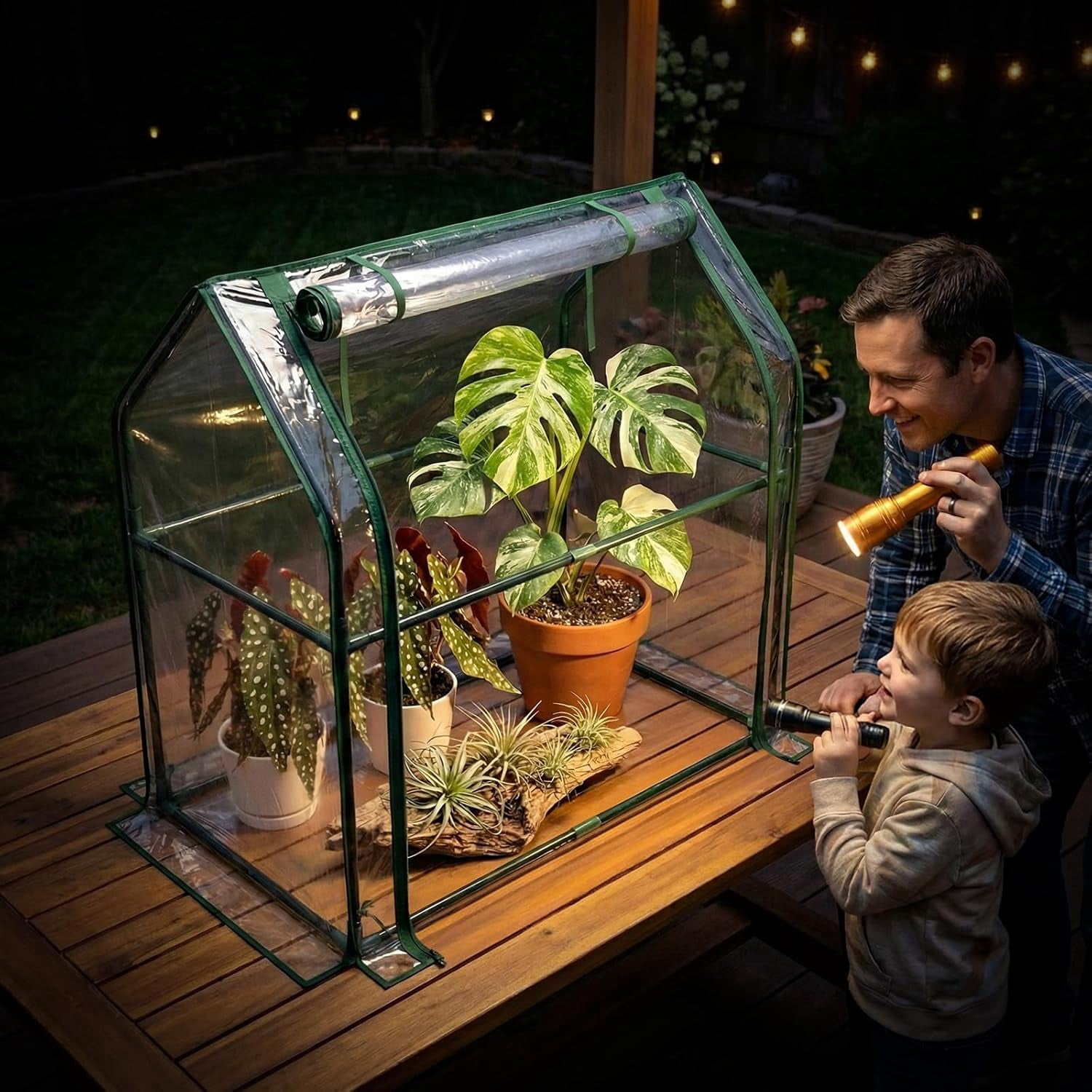 Quictent Portable Mini Cloche Greenhouse w/ Elevated Bottom, Reinforced High Light Transmission Waterproof UV-Resistant Hot House for Indoor Outdoor, 36" x 18" x 33", Clear