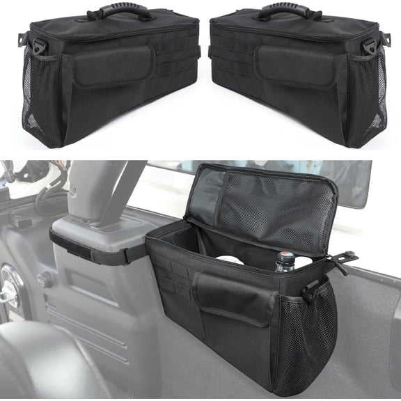 Wheel Well Storage Bin, Rear Trunk Organizer, Cargo Storage Tray compatible with 2018-2024 Jeep Wrangler JL JLU 4-Door, Interior Storage Expansion Accessories, Right Left Side, Black