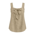 thumbnail image 4 of Kilaqueen Womens Bow Tie Front Tank Tops Summer Dressy Solid Color Square Neck Sleeveless Tunic Blouses Lightweight Loose Fit Casual Going Out Cami Gauze Shirts, 4 of 7