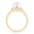 thumbnail image 2 of Angara Japanese Akoya Cultured Pearl Overlapping Halo Ring in 14K Yellow Gold for Women | June Birthstone Jewelry for Her, 2 of 8