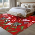 thumbnail image 4 of Red Love, Area Rug 5x7 FT, Non Slip Bedroom Throw Carpet, Spring Valentine's Plant Dots Lattice Stripe Washable Soft Floor Carpet Non-Shedding Rug for Dining Room Bedside Classroom Desk, 4 of 9