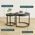 thumbnail image 3 of Algherohein Round Nesting Coffee Table Modern Marble Top Set of 2 for Living Room Black, 3 of 9