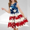thumbnail image 2 of Odeerbi Niñas Día de La Independencia A-Línea Vestido de Tanque Verano Patriótico Estrella Raya Cuello Redondo Vestido de Sol Casual, 2 of 7