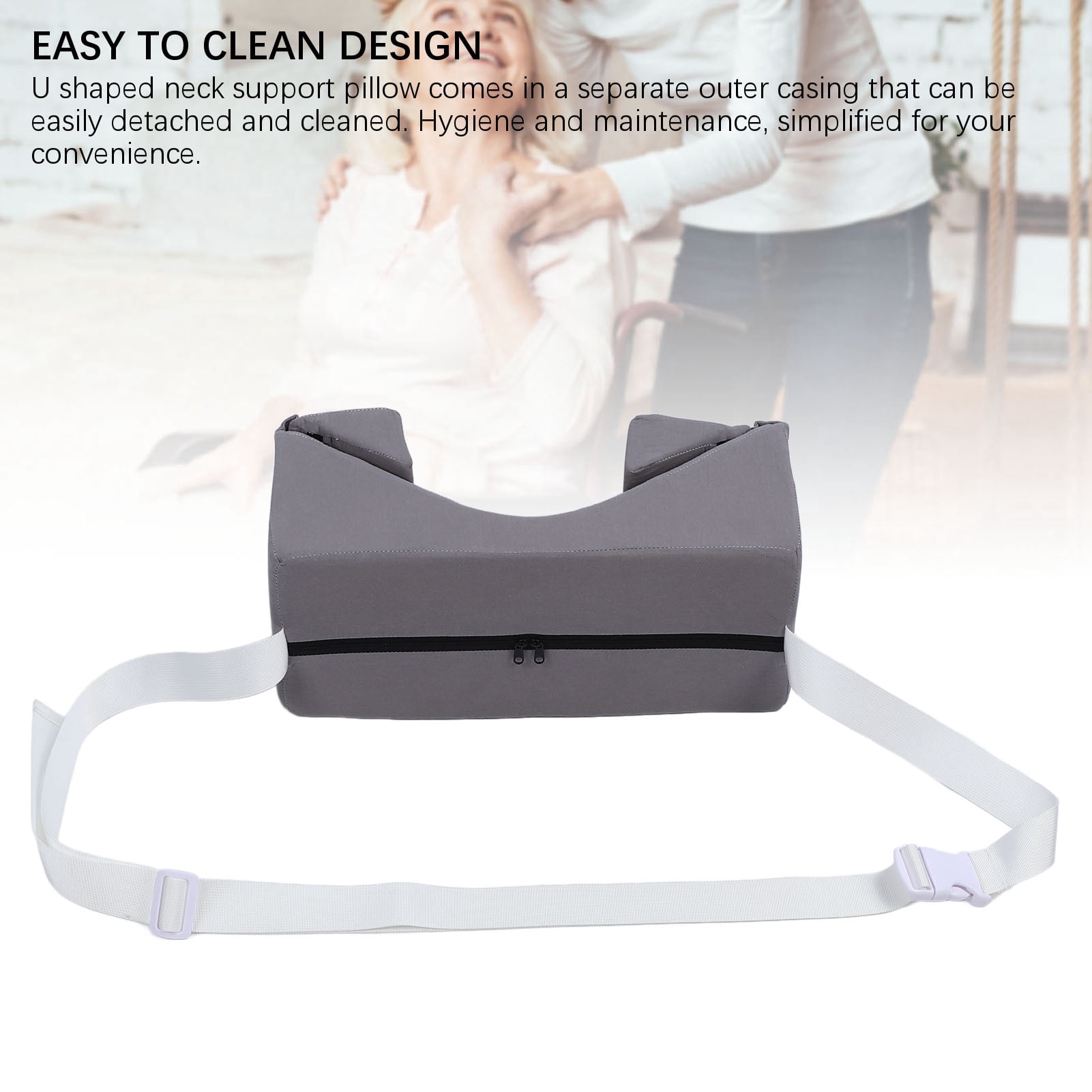 Rupoun Medical Head Positioning Pillow Gray Foam Wedge Neck Stabilizer for Bedridden Post Surgery, 15.75 x 7.87 x 7.09 inches / 40 x 20 x 18 cm, Face Up Sleeping Positioner with Removable Cover