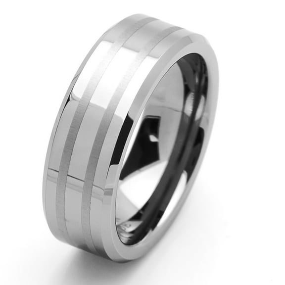 Men Women Tungsten Carbide Wedding Band Ring 8mm Comfort Fit Beveled Edges For Men & Women