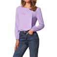 thumbnail image 4 of INSPIRAR CHIC Blusa de Manga Larga Sólida con Cuello Cuadrado para Mujeres, Casual, para el Trabajo y el Fin de Semana, L Color Púrpura Claro, 4 of 6