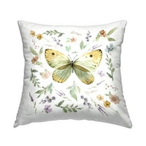 Stupell Industries Butterfly & Organic Plants Decorative Printed Throw Pillow Design by Carol Robinson.