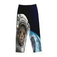 thumbnail image 4 of Junzan Cat Astronaut Women'S Pajama Pants Drawstring Comfy Sleep Bottoms With Pockets, 4 of 9