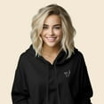 thumbnail image 4 of Dalix Black Cat Embroidered Fleece Cropped Hoodie Cold Fall Winter Women in Black L Large, 4 of 5