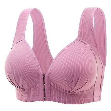 (2-Pack) Puawkoer Women s Front Side Buckle Support Bra Lace Edge without Steel Seamless Bras Ring Seamless Gathering Strapless Bra for Women Adjustment Yog