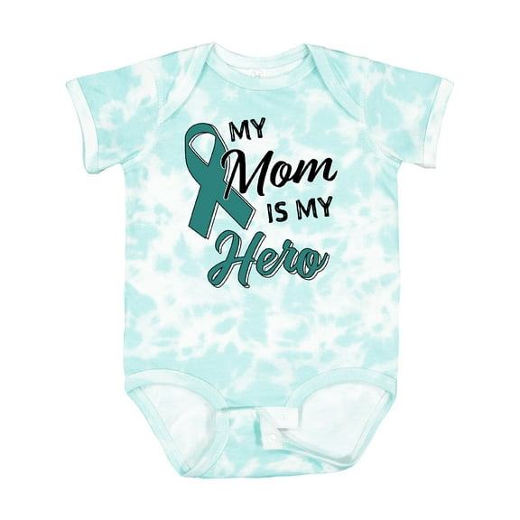 Inktastic My Mom is My Hero Ovarian Cancer Awareness Boys or Girls Baby Bodysuit
